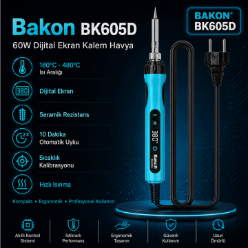 Bakon BK605D 60W Dijital Ekran Kalem Havya