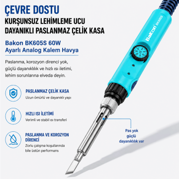 Bakon BK605S 60W Ayarlı Analog Kalem Havya