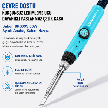 Bakon BK609S 90W Ayarlı Analog Kalem Havya